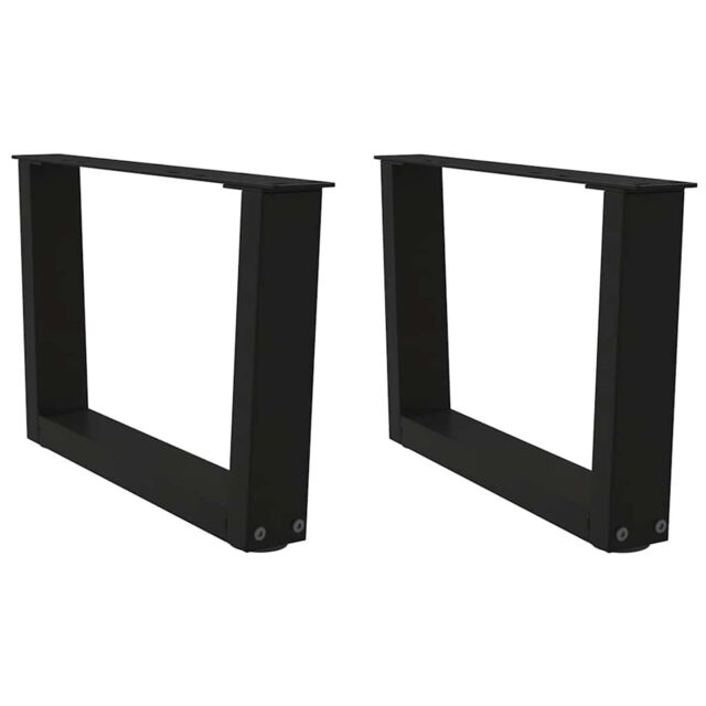Berkfield Home Dining Table Legs V-Shape 2 pcs Black 50x(30-31.3) cm Steel - image 1
