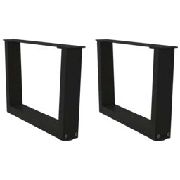 Berkfield Home Dining Table Legs V-Shape 2 pcs Black 50x(30-31.3) cm Steel - thumbnail 1