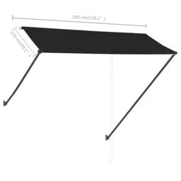 Berkfield Home Retractable Awning with LED 300x150 cm Anthracite in Black - thumbnail 9