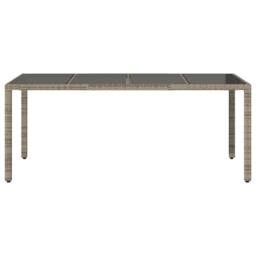 Berkfield Home Garden Table with Glass Top Grey 190x90x75 cm Poly Rattan - Size: 190 x 90 x 75 cm - thumbnail 4