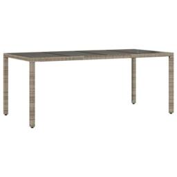Berkfield Home Garden Table with Glass Top Grey 190x90x75 cm Poly Rattan - Size: 190 x 90 x 75 cm - thumbnail 6