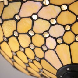 Loops Tiffany Glass Semi Flush Ceiling Light Amber Geometric Inverted Shade i00059 in Clear - thumbnail 4