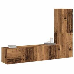 Berkfield Home Wall Mounted TV cabinets 3 pcs Old Wood Engineered Wood in Brown - thumbnail 4