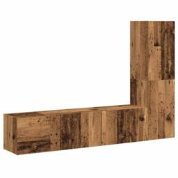 Berkfield Home Wall Mounted TV cabinets 3 pcs Old Wood Engineered Wood in Brown - thumbnail 2