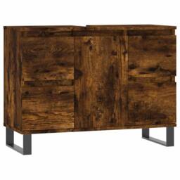 Berkfield Home Durable Bathroom Cabinet Smoked Oak 80x33x60 cm Engineered Wood in Brown - Size: 80 x 33 x 60 cm - thumbnail 3