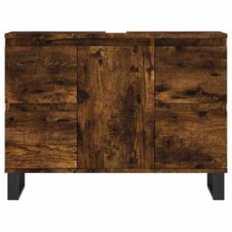Berkfield Home Durable Bathroom Cabinet Smoked Oak 80x33x60 cm Engineered Wood in Brown - Size: 80 x 33 x 60 cm - thumbnail 5