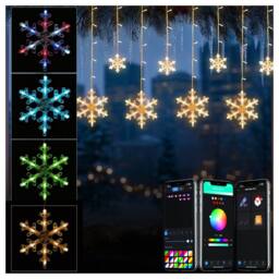 Bright Zeal Smart Snowflake Icicle Lights, 12FT 156 LED RGB with 12 Drops in White - thumbnail 1