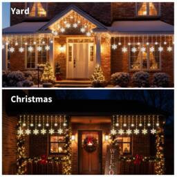 Bright Zeal Smart Snowflake Icicle Lights, 12FT 156 LED RGB with 12 Drops in White - thumbnail 7