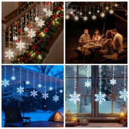 Bright Zeal Smart Snowflake Icicle Lights, 12FT 156 LED RGB with 12 Drops in White - thumbnail 8