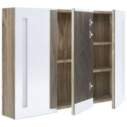 Berkfield Home LED Bathroom Mirror Cabinet 89x14x62 cm Oak in Light Tan - Size: 89 x 14 x 62 cm - thumbnail 5