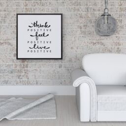 "Warren Reed - Designer Think Positive, Feel Positive, Live Positive Framed Canvas in Black - Size: W30"" x H30""" - thumbnail 2