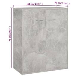 Berkfield Home Sideboard Concrete Grey 60x30x75 cm Engineered Wood - Size: 60 x 30 x 75 cm - thumbnail 7