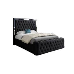 KDMD Redesdale Mirror Upholstered Black Soft Velvet Designer Bed Frame - Size: Small Single - thumbnail 2