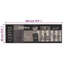 Berkfield Home Kitchen Rug Washable Coffee Black 60x180 cm Velvet - thumbnail 5