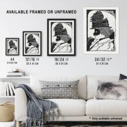 "Artery8 Pierrette Woman With Mask De Mesquita Framed Wall Art Print in White - Size: W12"" x H16""" - thumbnail 3