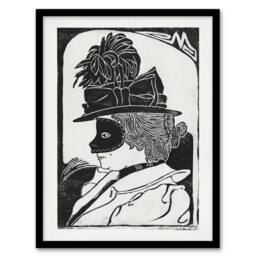 "Artery8 Pierrette Woman With Mask De Mesquita Framed Wall Art Print in White - Size: W12"" x H16""" - thumbnail 1