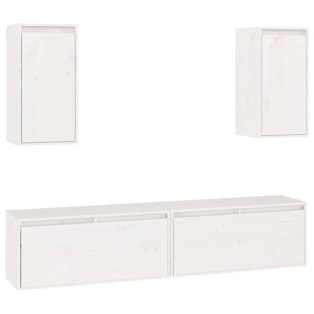 Berkfield Home TV Cabinets 4 pcs White Solid Wood Pine - image 1