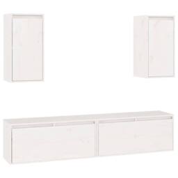 Berkfield Home TV Cabinets 4 pcs White Solid Wood Pine - thumbnail 1