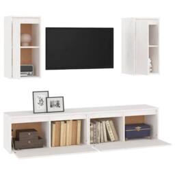 Berkfield Home TV Cabinets 4 pcs White Solid Wood Pine - thumbnail 4