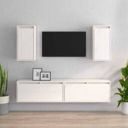 Berkfield Home TV Cabinets 4 pcs White Solid Wood Pine - thumbnail 2