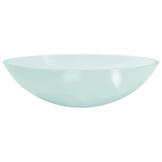 Berkfield Home Modern Basin Glass 50x37x14 cm Frosted in Aqua - Size: 50 x 37 x 14 cm - image 1