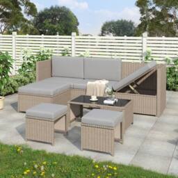 Matteo Khaki Rattan Effect 4-6 Seater Garden Lounge Set - thumbnail 2