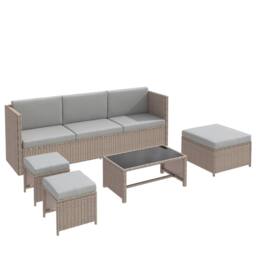 Matteo Khaki Rattan Effect 4-6 Seater Garden Lounge Set - thumbnail 8