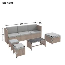 Matteo Khaki Rattan Effect 4-6 Seater Garden Lounge Set - thumbnail 5