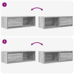 Berkfield Home TV Cabinet Grey Sonoma 80x31x25.5 cm Engineered Wood - thumbnail 9