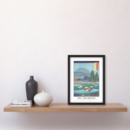Artery8 Ono, Distant View of Mount Daisen Hoki Province Utagawa Hiroshige Japan Woodblock Classic Collection Artwork Framed Wall Art Print A4 in Black - thumbnail 2