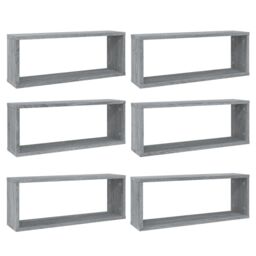 Berkfield Home Wall Cube Shelves 6 pcs Grey Sonoma 60x15x23 cm Engineered Wood - Size: 60 x 15 x 23 cm - thumbnail 2
