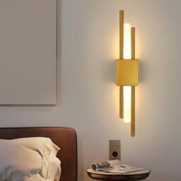 Goeco LED Indoor Wall Light, Gold Modern LED Wall Light for Bedroom, 3000K - thumbnail 1