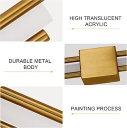 Goeco LED Indoor Wall Light, Gold Modern LED Wall Light for Bedroom, 3000K - thumbnail 3