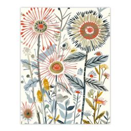 "Artery8 Aster Flower Painting Wildflowers Spring Folk Art Wall Art Print in White - Size: W24"" x H32""" - thumbnail 1