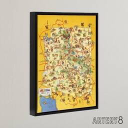 "Artery8 Map Avey 1942 Arizona Welcomes You Framed Canvas Wall Art Print in Yellow - Size: W18"" x H24""" - thumbnail 2