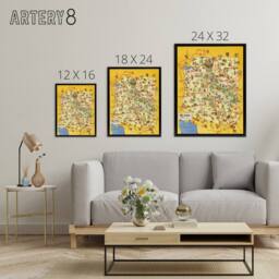 "Artery8 Map Avey 1942 Arizona Welcomes You Framed Canvas Wall Art Print in Yellow - Size: W18"" x H24""" - thumbnail 4