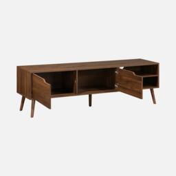 sweeek 160cm vintage TV unit wooden effect 2 doors in Dark Brown - thumbnail 2