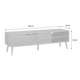 sweeek 160cm vintage TV unit wooden effect 2 doors in Dark Brown - thumbnail 5