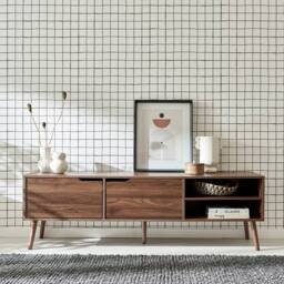 sweeek 160cm vintage TV unit wooden effect 2 doors in Dark Brown - thumbnail 6