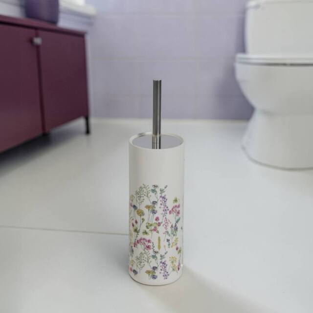 Showerdrape Meadow Wild Flowers Floral Toilet Brush in White - image 1