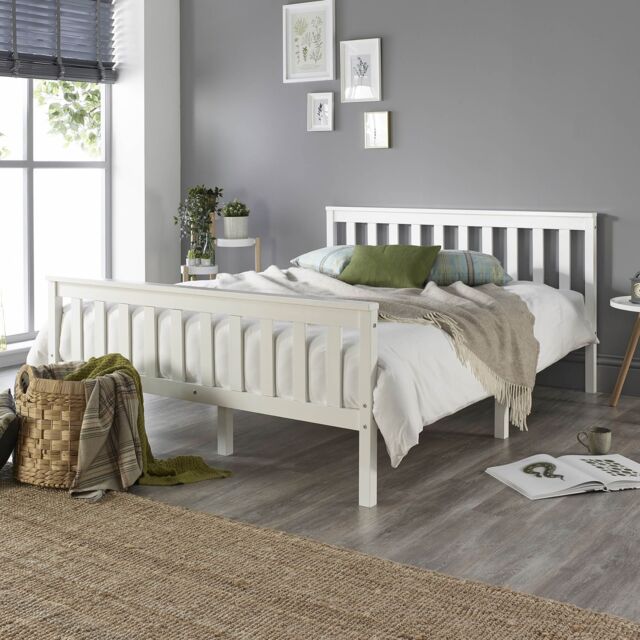 Aspire Atlantic Bed Frame with Bonnell Mattress, White Colour - Size: Small Double
