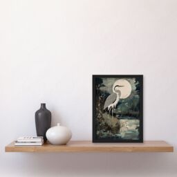 Artery8 Supper Time By George Sinclair Moonlit Heron Earthy Vintage Botanical Aesthetic Artwork Framed Wall Art Print A4 in Black - thumbnail 4