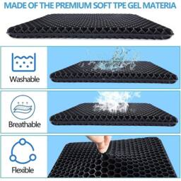 Nordara Gel Seat Cushion For Lower Back Pain Pressure Relief in Black - Size: 45 cm x 30 cm - thumbnail 3