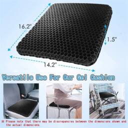 Nordara Gel Seat Cushion For Lower Back Pain Pressure Relief in Black - Size: 45 cm x 30 cm - thumbnail 2