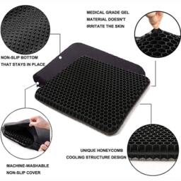 Nordara Gel Seat Cushion For Lower Back Pain Pressure Relief in Black - Size: 45 cm x 30 cm - thumbnail 5