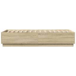 Berkfield Home Durable Bed Frame with LED without Mattress Sonoma Oak 100x200 cm in Light Oak - thumbnail 7
