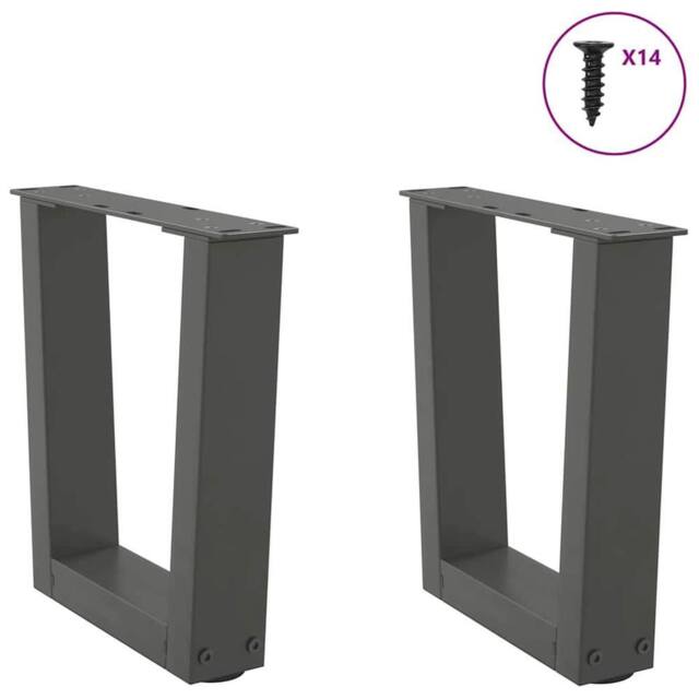 Berkfield Home Modern Dining Table Legs V-Shape 2 pcs Anthracite 30x(30-31.3) cm in Black - image 1