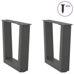 Berkfield Home Modern Dining Table Legs V-Shape 2 pcs Anthracite 30x(30-31.3) cm in Black - thumbnail 1
