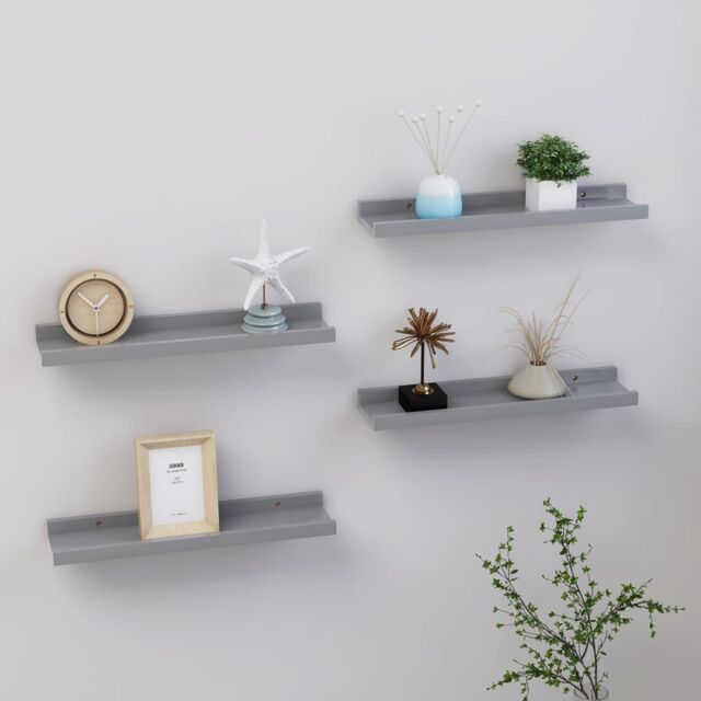 Berkfield Home Wall Shelves 4 pcs Grey 40x9x3 cm - Size: 40 x 9 x 3 cm - image 1