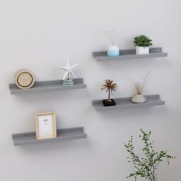 Berkfield Home Wall Shelves 4 pcs Grey 40x9x3 cm - Size: 40 x 9 x 3 cm - thumbnail 1